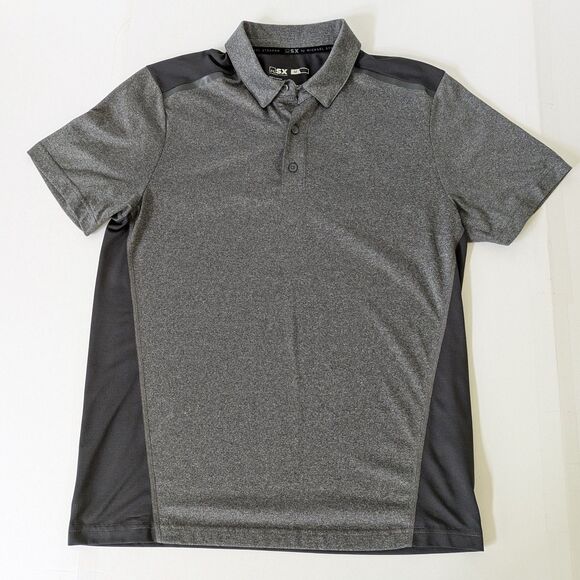 Michael Strahan MSX Polo Golf Performance Shirt Size M Black Gray Mesh - Picture 1 of 7